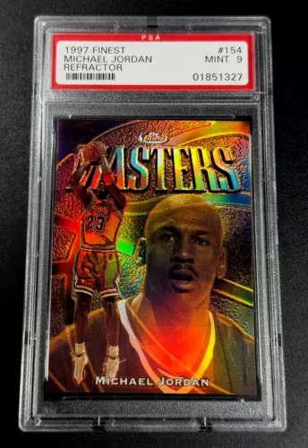 MICHAEL JORDAN 1997 TOPPS FINEST #154 MASTERS GOLD REFRACTOR 58/289 PSA 9 RARE
