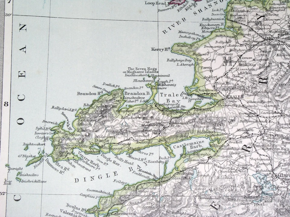 MAPA ANTIGUO DE CORCHO 1908 KERRY LIMERICK / IRLANDA Foto 2 de 4
