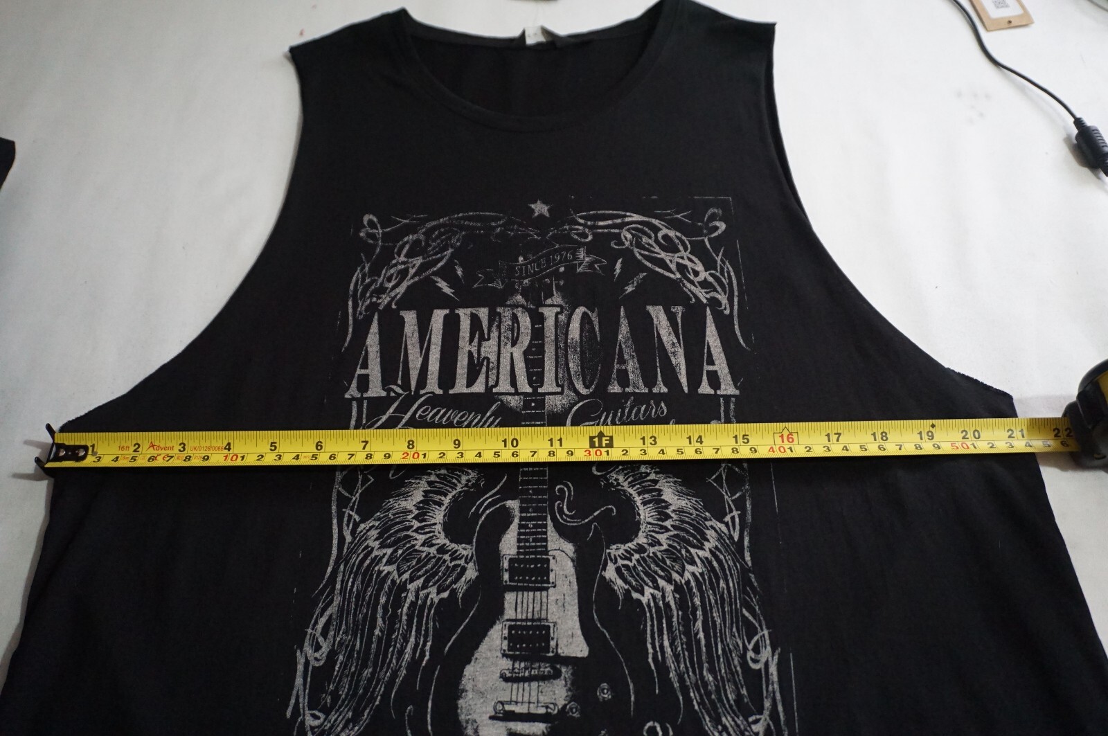 Black Americana winged guitar yoga low cut armhole vest tank hippie boho 18 BNWT image 5