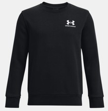 Under Armour Boys' UA Icon Fleece Crew, Black, YSM Small