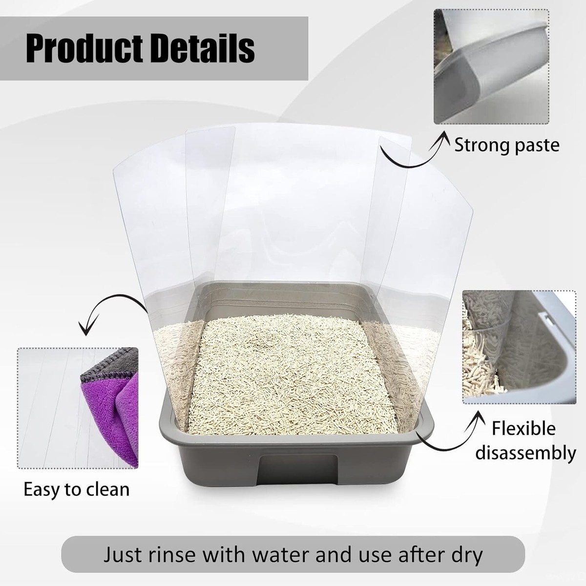 Tidy Cats KEYIDE High Wall Cat Litter Box Splash Guard, DIY Cat