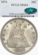1876 20C PCGS MS64 CAC Twenty Cent Piece