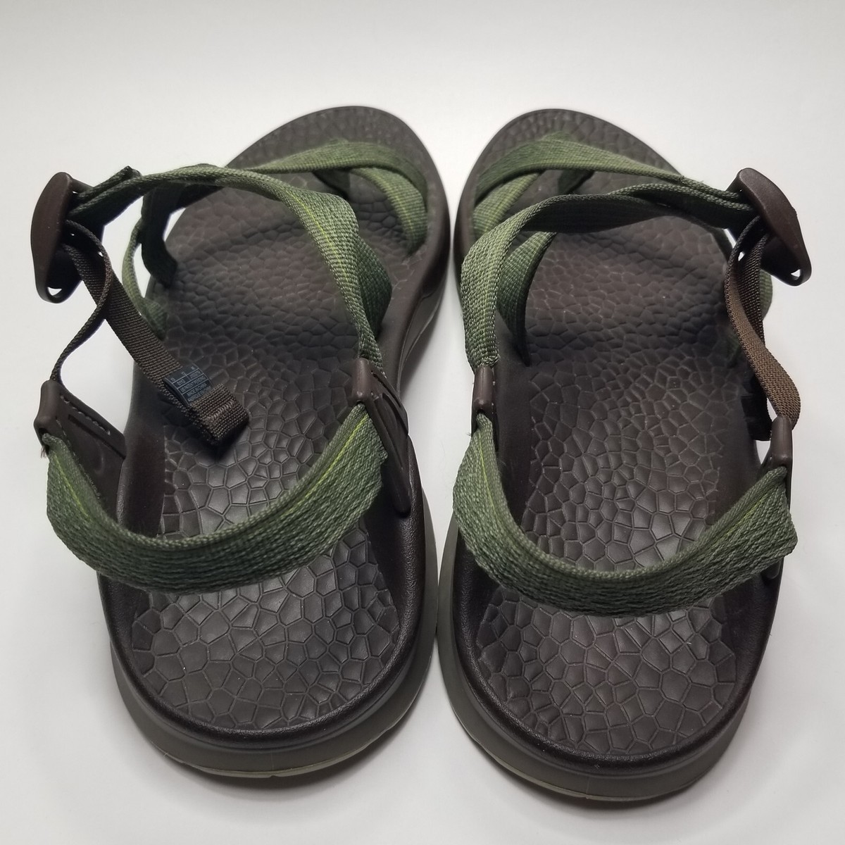 Chaco Sandals Flip Flops 12 Comfort Walking Hiking Green UPDRAFT 2 BULLOO Sweate Chaco Updraft 2 Bulloo Green Brown Hiking Sandals Size 13  main image 3