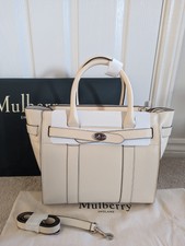 New Mulberry Zipped Bayswater Eggshell White Small Classic Grain Tote Rrp£1395