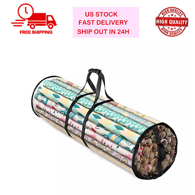 Waterproof Christmas Wrapping Paper Storage Bag Fits 14-20 Rolls 40 Inches Long