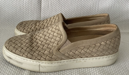 M. GEMI Nubuck Leather Woven Slip on Sneakers sz 37.5 TAN/BLUSH - Picture 10 of 14