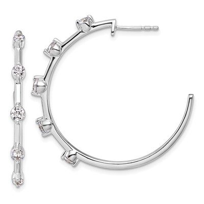 0.8 Ct Lab Grown Diamond Hoop Earrings in 14K White Gold ( VS/SI, FGH ) for Mom
