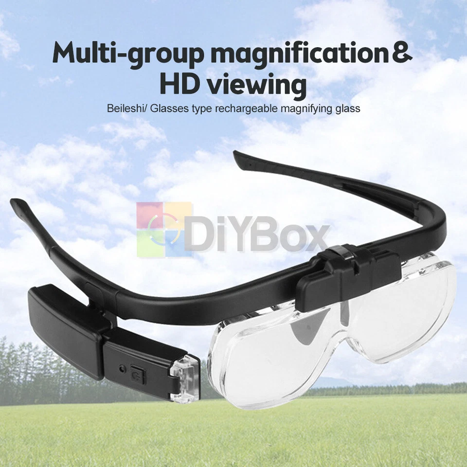 Magnifying Glass Headset USB Rechargeable Head Magnifier w/LED Light for reading - Image 3 of 4