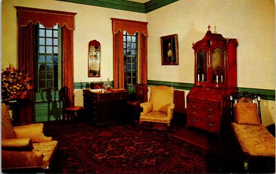 Postcard Stratford Hall Library Interior Westmoreland County Virginia D78