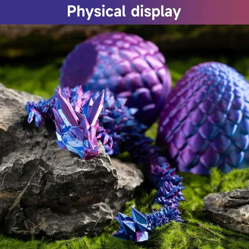 Easter Gift 3D Printed Dragon in Egg-Full Articulated Dragon Crystal Dragon Egg - Picture 11 of 22