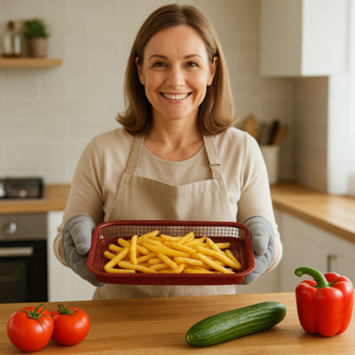 Frittier Blech Crisper Backblech 3-fach antihaftbeschichtet Backofen Grillkorb
