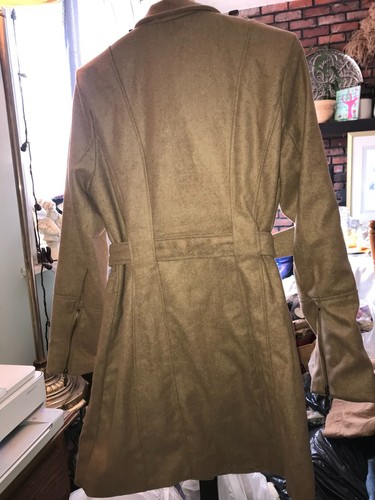 Neu mit Etikett Charlotte Russe hellbraun/braun LANGE Jacke TRENCHCOAT Gürtel Damen XL Wollmischung - Bild 5 von 11