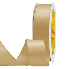 Double Face Gold Satin Ribbon 7/8 inch x 25 Yards for Gift Wrapping Hair Bows