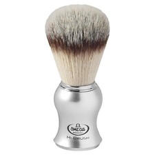 Omega Premium Shaving Hi-Brush With Synthetic Hair Satin Grey Handle 46229