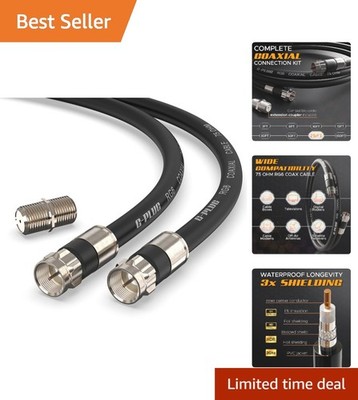 High-Speed RG6 Coax Cable 75 Feet with Connectors for Satellite TV