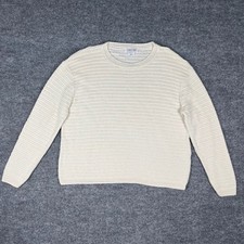 Vtg 90s Cherokee Sweater Womens XL Cotton Cream Open Knit Made in USA Fisherman