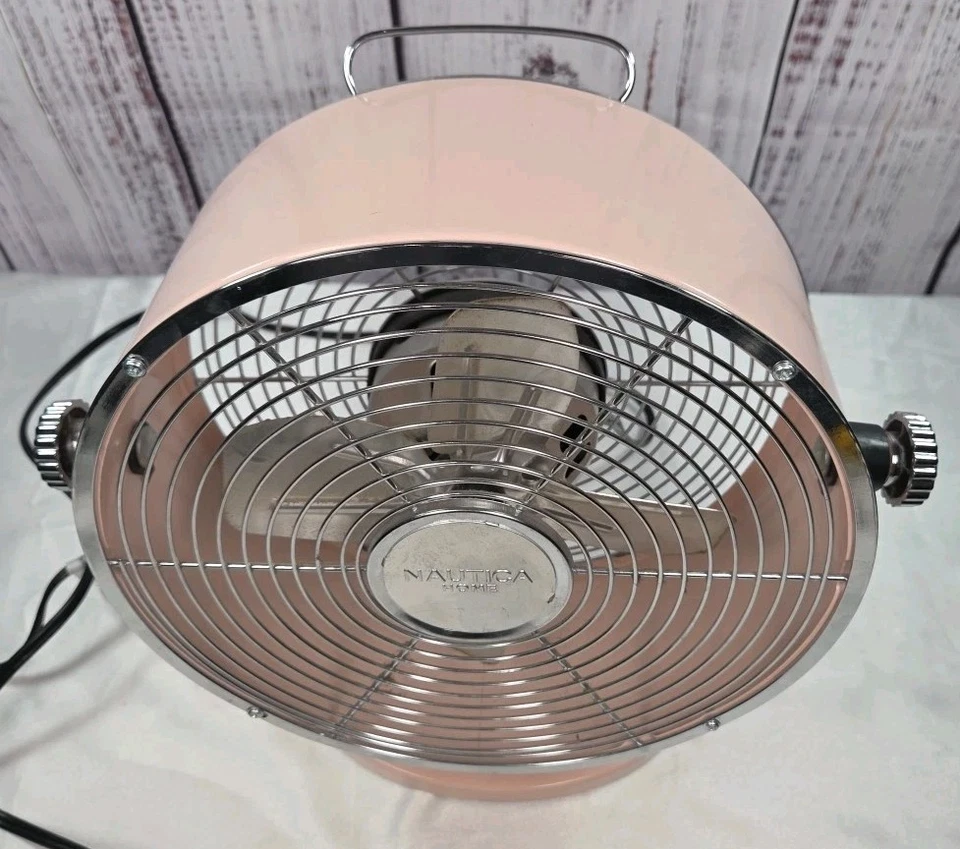 Ventilador Nautica Home rosa redondo metal aparência retrô 2 velocidades silencioso 10" - Imagem 3 de 4