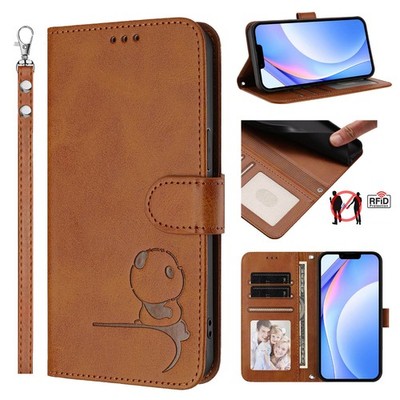 Leder Karten Brieftasche Etui für Oppo Sony Xiaomi süß Panda Flip Ständer Handy Cover