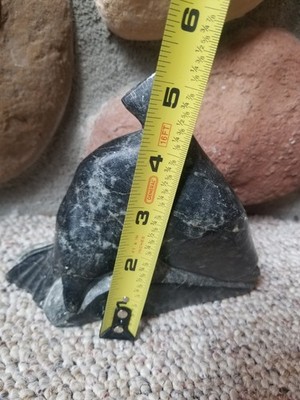 Authentic Inuit Art Eskimo Seal Stone Carving Signed Base Alaskan