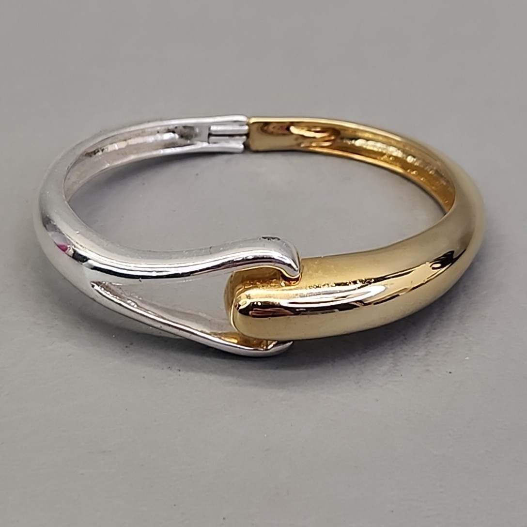 Bangle Hinged Bracelet Glossy Multi Tone 6.25"