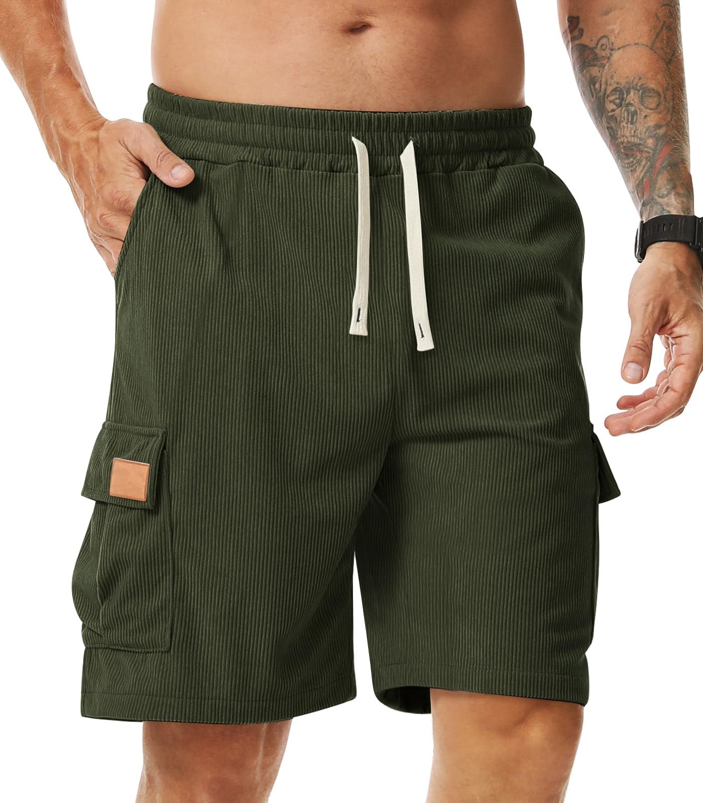 Shorts cargo en velours côtelé marron pour homme style casual et jogging