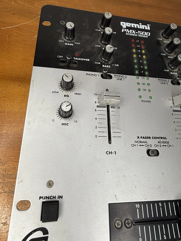 Mezclador estéreo Gemini PMX-500 raro no probado sin enchufe de alimentación ver fotos detalles Foto 4 de 4
