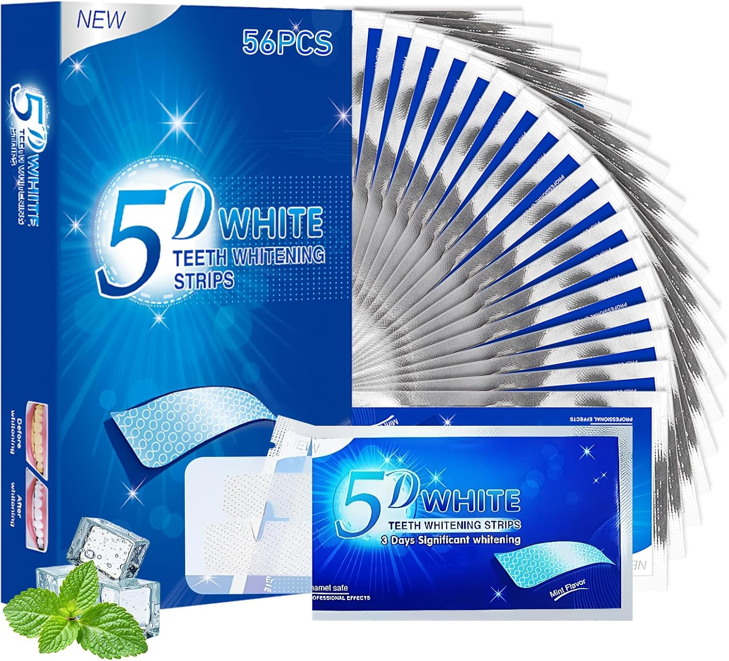 56 Pairs Teeth Whitening Strips,Professional Tooth Whitening Strip Kit,White Saf