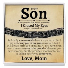 Sentimental Cuban Bracelet - Mom to Son Gift for Stainless Steel Black-Black