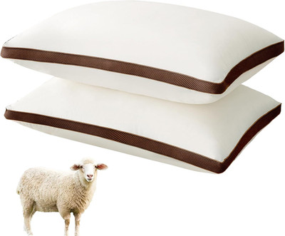 Organic Wool Pillow Queen Size Set of 2, Luxury Australian Wool & Microfiber Fil