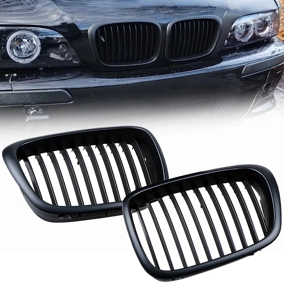 For 1997-2003 BMW E39 M5 540i 528i 525i Front Kidney Grill Grille Matte Black 2X Foto 2 de 4