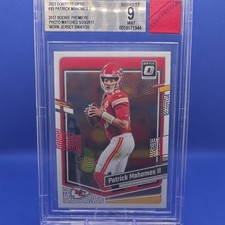 Jersey Fusion 2023 Patrick Mahomes 2017 Rookie Premiere Worn Jersey Patch BGS 9