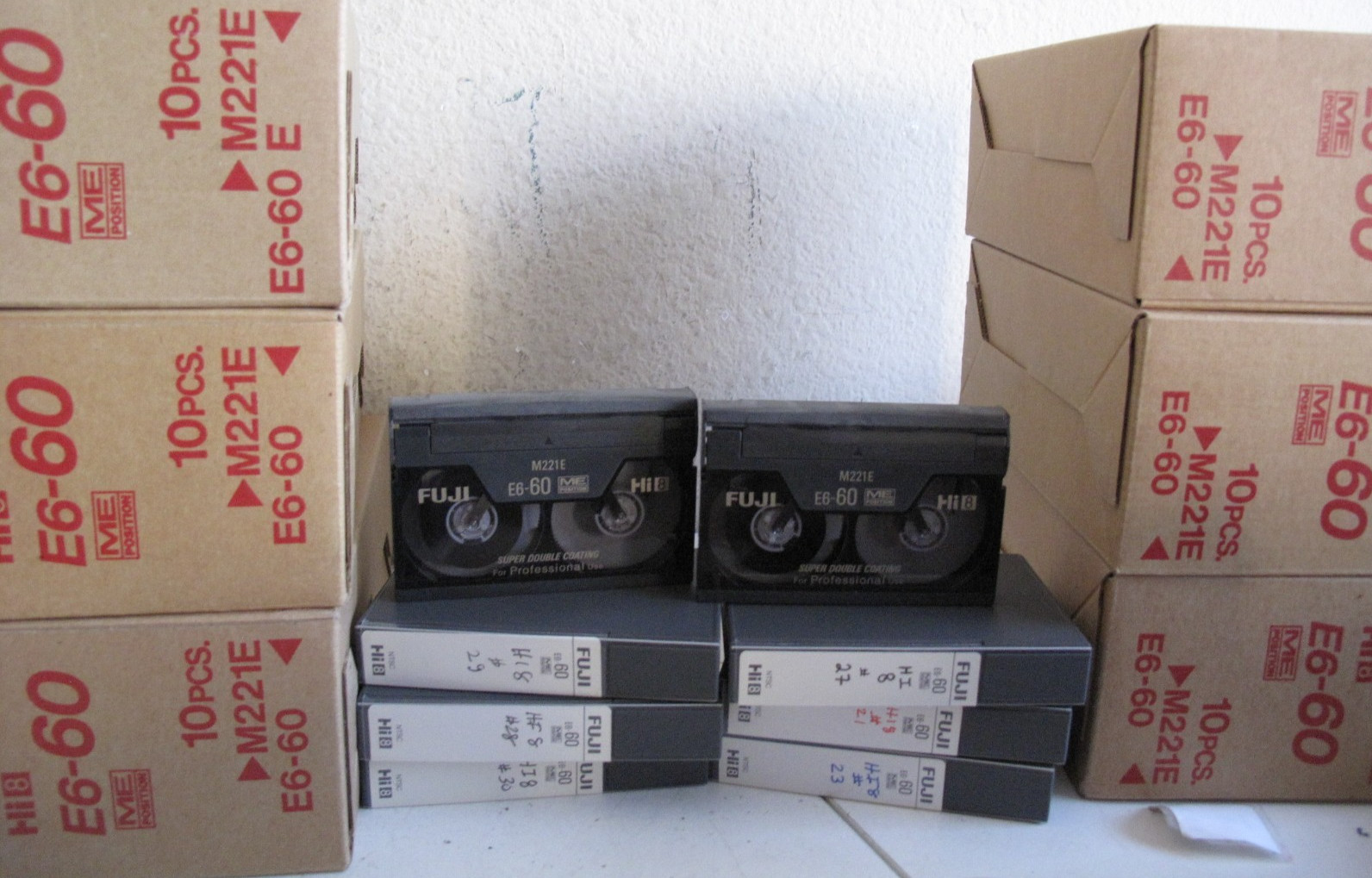 Lot of 69 FUJI Hi-8 8mm Video8 Tapes in Cases / Box TDK  Maxell Video