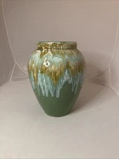 Robinson Ransbottom 1950s Vintage Ohio Art Pottery Green Stoneware Oil Jar Vase