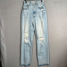 Mother Womens Size 25 Tunnel Vision Distressed High-Rise Straight Jeans