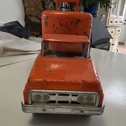 Tonka Mobile Clam Pressed Steel Orange Vintage Construction Vehicle