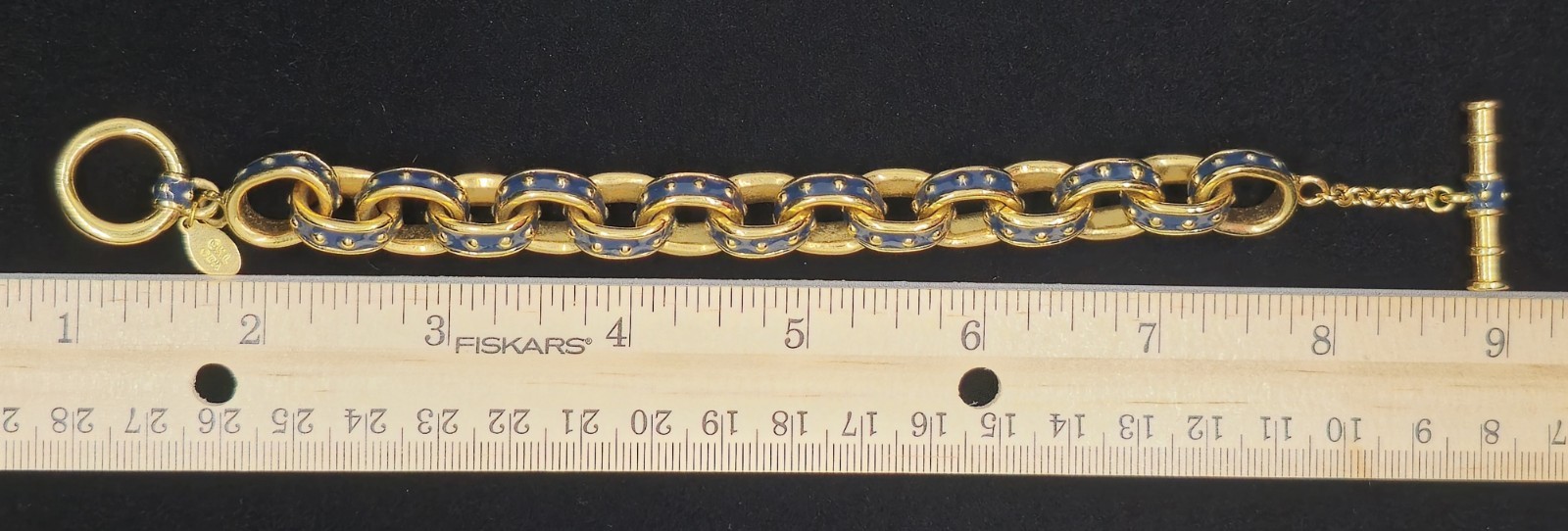 Vtg Signed KJL Kenneth Jay Lane Navy Blue Enamel … - image 5