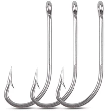 45 PCS O'Shaughnessy Stainless Steel Fishing Hooks Long Straight Shank J-Hook