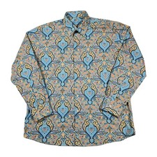 Alan Flusser Colorful Paisley Shirt Mens Large Button Up Cotton Long Sleeve Boho