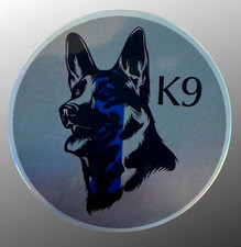 Police K9 Sticker Decal - Round German Shepard Thin Blue Line