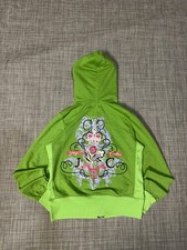 Juicy Couture VTG Y2K Women  s Green Graphic Design Zip Up Hoodie Size M