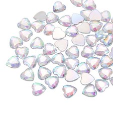 40Pcs Acrylic Heart Rhinestone 12mm Flat Back Gems Stickers, Multicolor