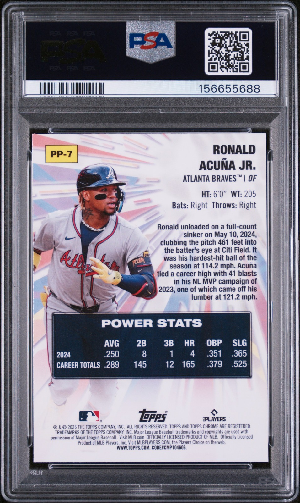 2025 TOPPS CHROME POWER PLAYERS #PP7 RONALD ACUNA JR. PSA 10 view 2