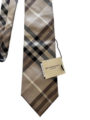 NWT Burberry London Silk Tie M Regent Honey Nova Check Plaid Mens Necktie