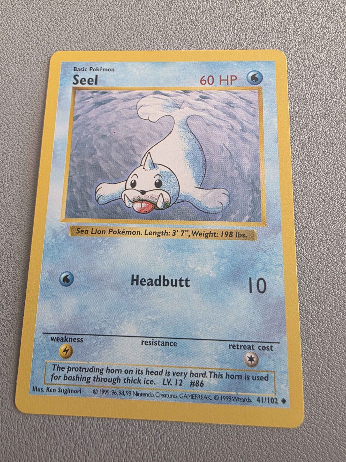 Pokémon Seel Shadowless Base Set 41/102 Vintage 1999 LP