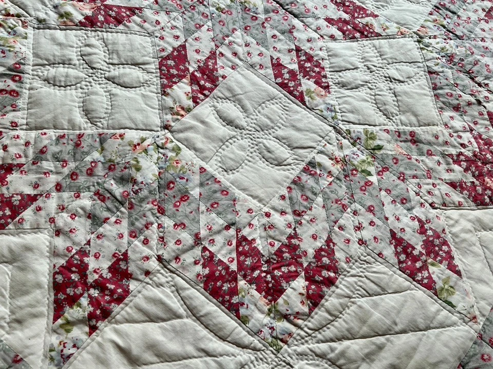 ♲Lovely Cotton Handmade Lone Star Patchwork Quilt Bedspread King Size♲ - Image 4 of 4