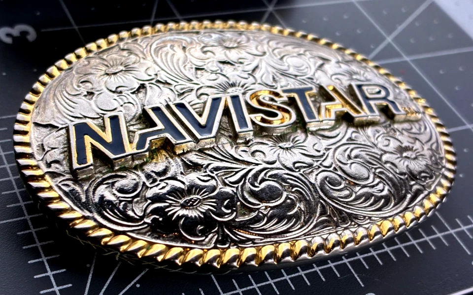 Navistar Ontario Belt Buckle G/P & B Fussy W/Rhinestone's (2) Two Vintage LOT JH - Image 3 of 4