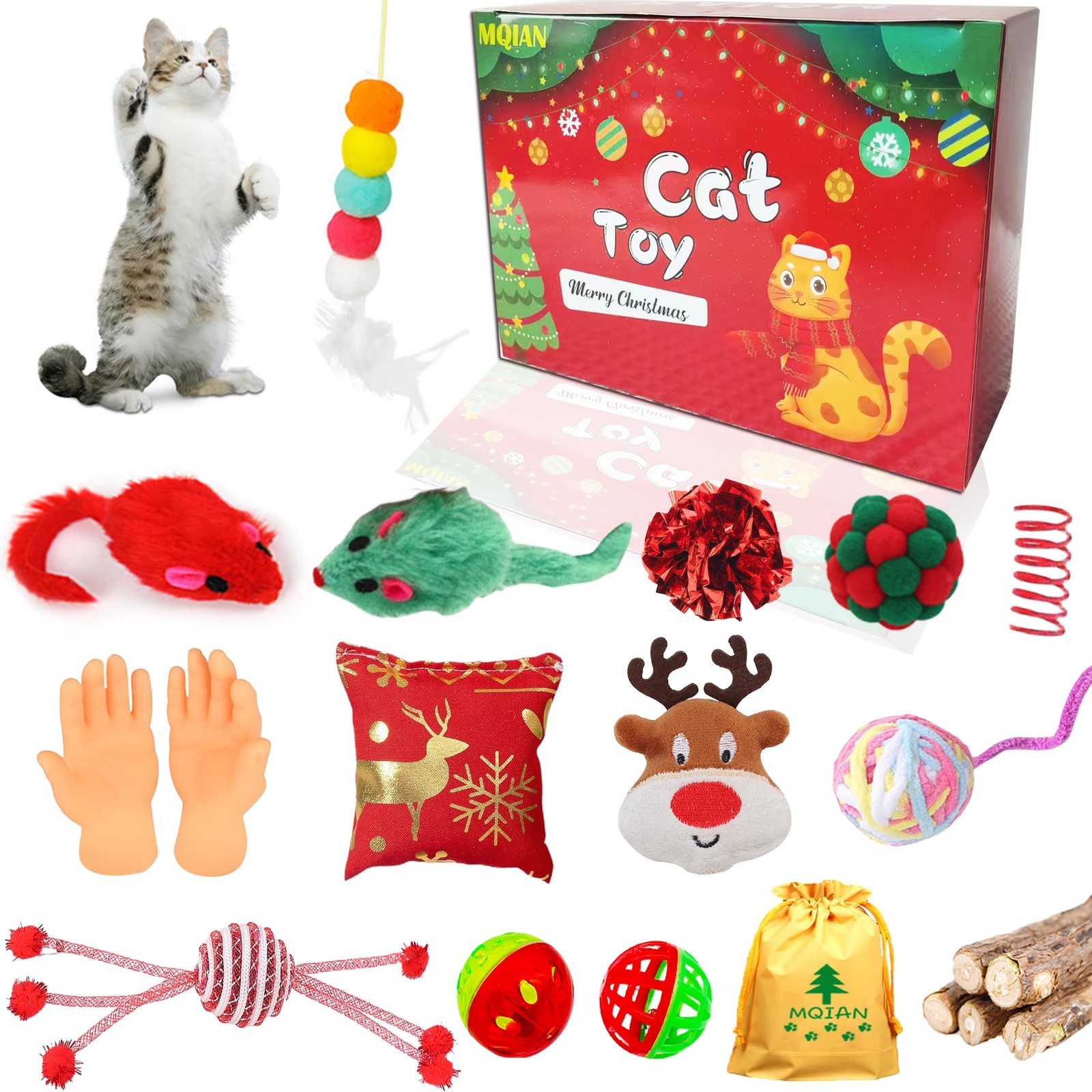 Jouet chat Noël ensemble de 20 pièces festives à offrir pour les fêtes de fin d'année