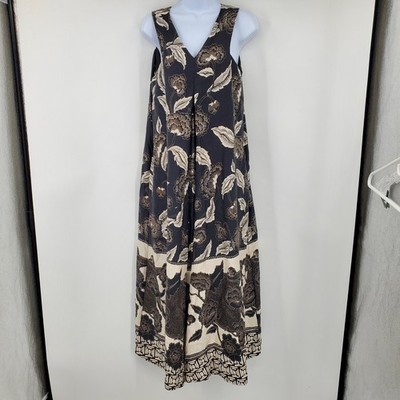NWT Anthropologie Floreat Soha Black Motif Floral Lyocell Linen Midi Dress Small