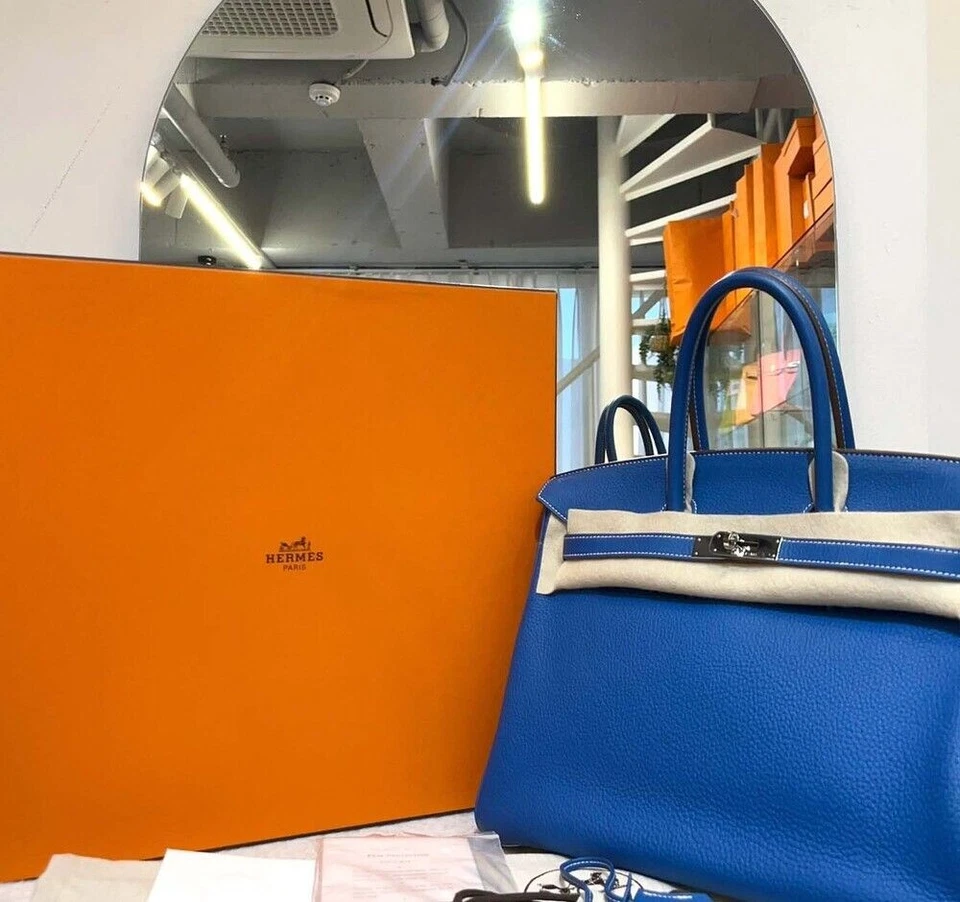 Hermes Sac Birkin 35 Clemence Édition Limitée Verso Mykonos Blanc 148576830 [U] - Photo 1/4
