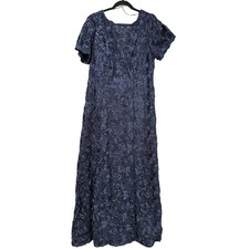 Alex Evenings 18W Navy Rosette Lace Sequin ALine Gown Formal Maxi Dress Plus NWT